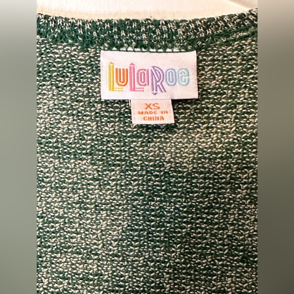 LulaRoe Longline Vest Joy Green W/ White Cover Up Lightweight XS NWT - Picture 9 of 10